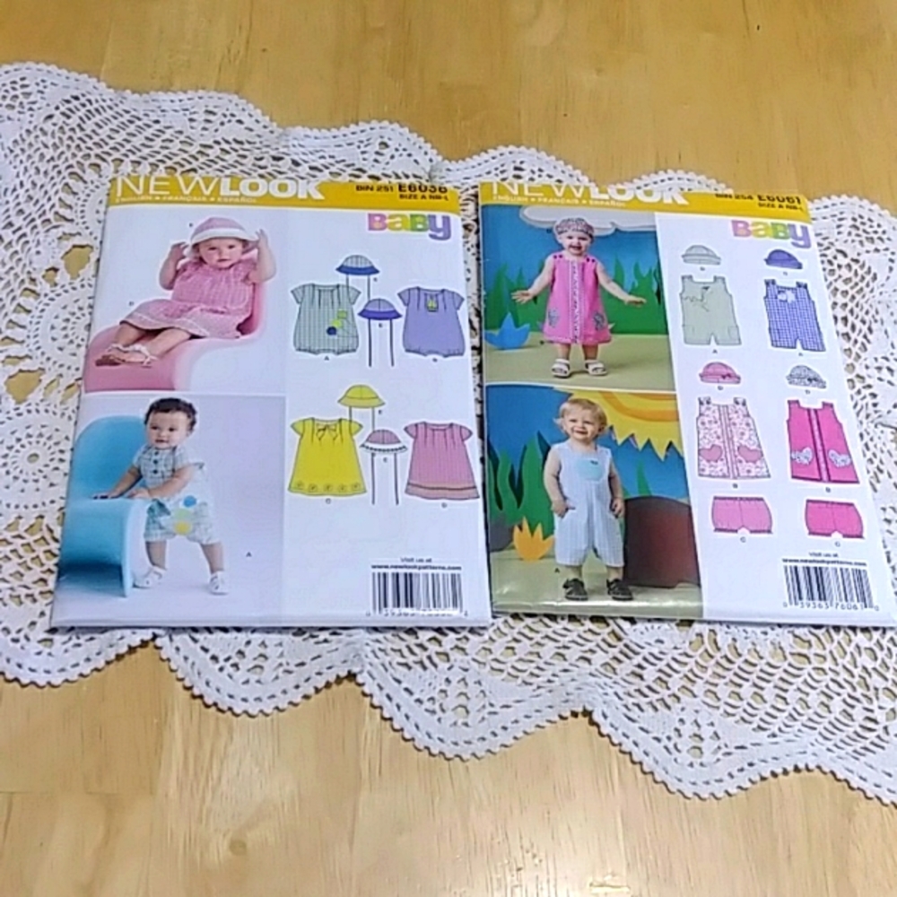 Uncut Simplicity New Look Babies 4 Sizes In 1 Patterns 6038 & 6061. Sizes A NB-L